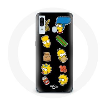Capa Maniacase para Samsung Galaxy A40 Os Simpsons Adesivos Fundo Preto - 1