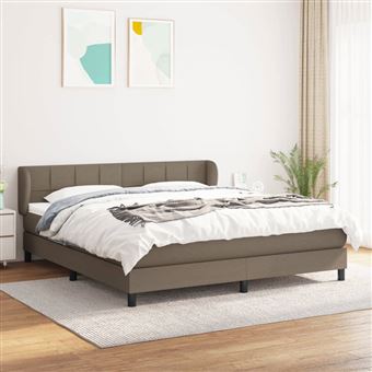 Cama com Molas e Colchão vidaXL | 160x200 cm | tecido castanho-acinzentado - 1