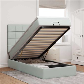 Estrutura cama otomana com colchões vidaXL | 80x200 cm | veludo cinzento claro - 1