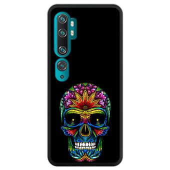 Capa Hapdey para Xiaomi Mi Note 10 - Note 10 Pro - CC9 Pro | Silicone Flexível em TPU | Design Dia dos mortos, crânio tatuado - Preto