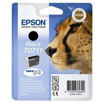 Original Epson Cheetah Singlepack Black T0711 DURABrite Ultra Ink - 1