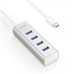 Hub de interface Anker 4 x USB 3.0 / USB-C USB 3.2 Gen 1 (3.1 Gen 1) Type-C 5000 Mbit/s Prateado