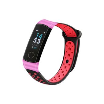 Pulseira de Silicone e armação de metal WISETONY para HUAWEI Honor Band 4 Preto e Vermelho e Rosa - 1