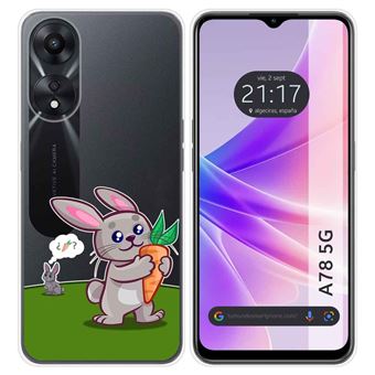 Capa Tumundosmartphone de silicone transparente para Oppo A78 5G design de coelho de desenho animado - 1