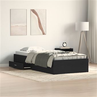 Cama vidaXL | Preto Carvalho | 90x190 cm | Madeira de engenharia - 1