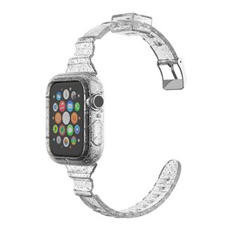 Bracelete de TPU HSMY Brilhante com Capa de Relógio para Apple Watch Series 6/ SE/ 5/ 4 | 40 mm - Transparente&Rosa - 1