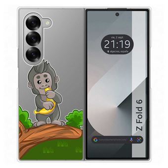 Capa rígida transparente TUMUNDOSMARTPHONE para Samsung Galaxy Z Fold 6 5G com design de macaco de desenho animado - 1