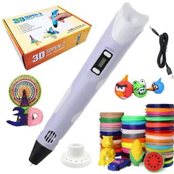 Caneta Inteligente 3D Imeb com Cabo USB + 3M x 20 Cores PLA/ABS -Roxo - 1