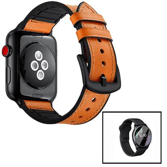 Kit Bracelete Couro e Silicone Premium + Película de Hydrogel GIFT4ME para Apple Watch Series 11 - 42mm | Castanho / Preto - 1