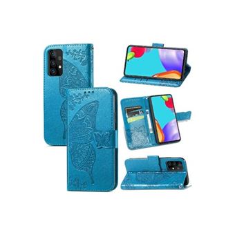 Capa Nanlin para Samsung Galaxy S21 Ultra PU com Porta-cartões Borboleta e Carteira Magnética - Azul - 1