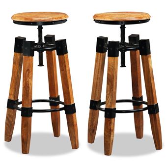 Conjunto de 2 Bancos de Bar Vidaxl Estilo Industrial Madeira e Aço Castanho 35x35 cm - 1