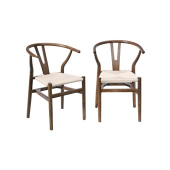 Cadeira de madeira castanha antiga com cordas (conjunto de 2) l sweeek - 1