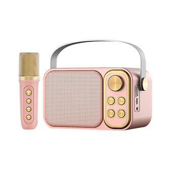 Coluna Subwoofer Retro Klack com Microfone | Bluetooth | 10W - Rosa - 1