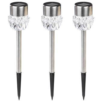 Estacas para Iluminação de Caminho Luzes LED Solares HI | 3 Peças | Cristal - 1