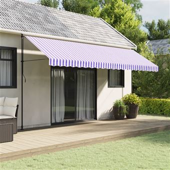 Tecido substituição para sanefa de toldo vidaXL | 5 m | Riscas azul/branco - 1