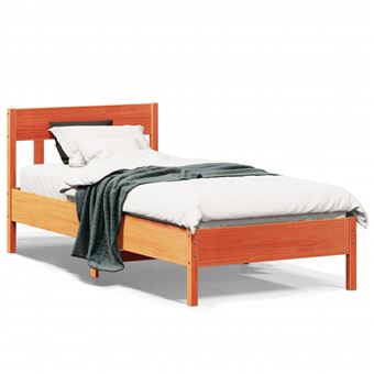 Cama sem colchão vidaXL | 100x200 cm | pinho maciço castanho-mel - 1