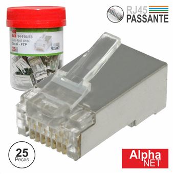 Ficha Rj45 Modelar Alpha-Elettronica 8P8C Cat6 Passante - 1