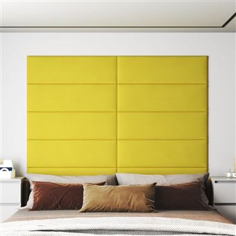Painel de Parede vidaXL | 12  Peças | 90x30 cm | Tecido | 3,24 m² | amarelo-escuro - 1
