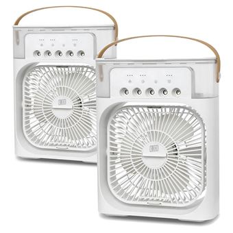 Ventoinha Portátil Klack Climatizado 4 em 1 | Ventilador, Humidificador, Aromaterapia e Luz LED | 2 UNIDADES | Branco e Branco - 1