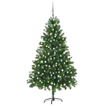 Árvore Natal artificial pré-iluminada vidaXL com bolas 210 cm verde - 1