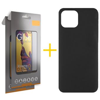 Pack 2 x Película de Vidro Temperado Full + Capa Gandy  Apple iPhone 15 Pro Max Silicone Líquido - Preto - 1
