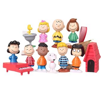 Pack 12 x Mini Figuras Estátua Antiimpacto Aventuras Charlie Brown Snoopy | 5cm a 6cm | PVC - 1