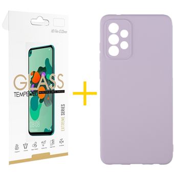 Conjunto 1 X Película de Vidro + Capa skyhe para Samsung Galaxy A52 4G Silicone Líquido - Roxo - 1