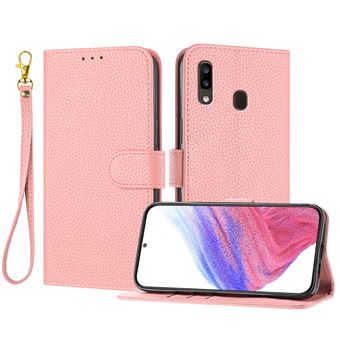 Capa Flip FOXDOCK para Samsung Galaxy A30/A20 | Absorção Magnética de Impacto | Pele PU | Compartimentos para Cartões e Alça de Pulso Removível | Rosa - 1
