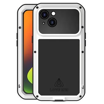 Capa e de Silicone + metal LOVE MEI à prova de choque, à prova de poeira para iPhone 14 - branco - 1