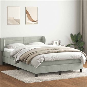 Cama com molas/colchão vidaXL |  160x210 cm | veludo cinzento-claro - 1