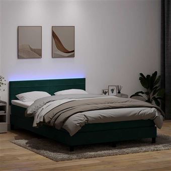 Cama com molas/colchão vidaXL |  160x220 cm | veludo verde-escuro - 1