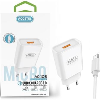 Kit Accetel Carregador + Cabo Type C AC405W para Apple iPhone 15 | Rápida Velocidade de Carregamento | 2.1A - Branco - 1