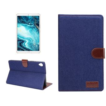 Capa Magunivers PU + TPU Pano de Calça Jeans com Apoio Azul Escuro para Huawei Mediapad M6 8.4-Inch - 1