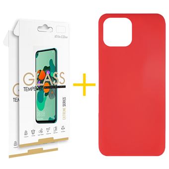 Pack 2 x Película de Vidro Temperado 2.5D + Capa Gandy Apple iPhone 16 Pro Max Silicone Líquido | Vermelho - 1