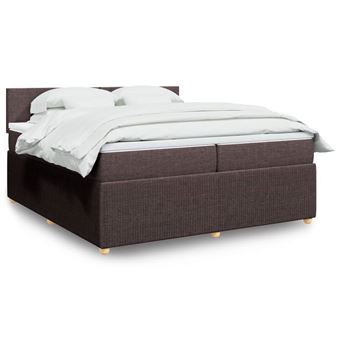 Cama com molas/colchão vidaXL | 200x200 cm | tecido castanho-escuro - 1