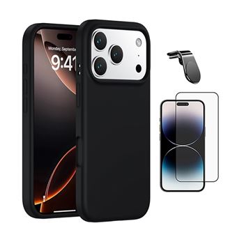 Kit Película de Vidro Temperado Gorilasglass + Capa Proteção Silicone + Suporte Magnético L GIFT4ME para Apple iPhone 17 Pro | Preto - 1