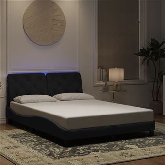 Estrutura de cama com luzes LED vidaXL | 120x200 cm | veludo preto - 1