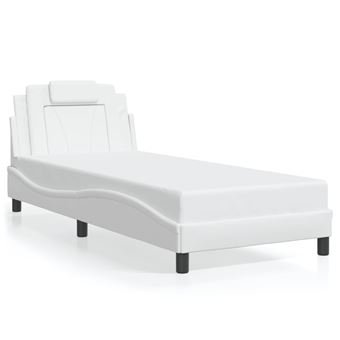 Estrutura de cama com luzes LED vidaXL | 90x200cm | couro artificial branco - 1