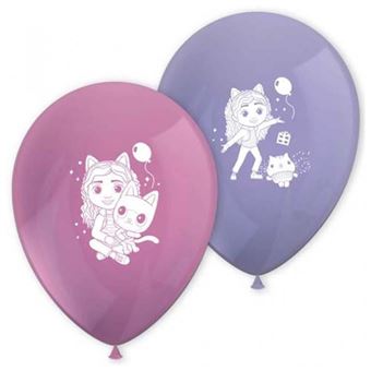 Balões de Látex com Desenho Decorata Party Gabby's Dollhouse | 8 unidades | Rosa e Roxo - 1