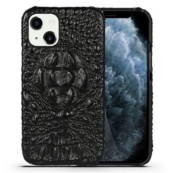 Capa e TPU + Couro Dourado Genuíno Preto Antiderrapante para iPhone 13 mini 5.4'' - 1