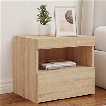 Mesa de cabeceira vidaXL | com luzes LED 50x40x45 cm | carvalho sonoma - 1