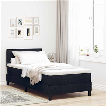 Cama Box com Colchão e Cabeceira vidaXL | Preto | 90 x 200 cm | tecido - 1