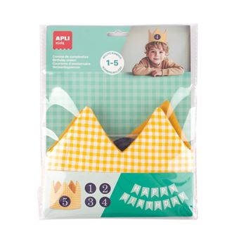 Coroa de Aniversário Apli Kids 1-5 Anos | Xadrez Amarelo - 1