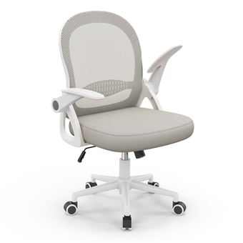 Cadeira de Escritório BIGZZIA com Cobertura em Rede Respirável | Design Ergonómico | Apoios de Braços Rebatíveis | Regulação em Altura - Cinzento - 1