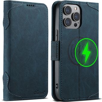 Capa com Abas MagSafe com Suporte, Carregamento Sem Fio e Slot para Cartões J07 V-REEL para iPhone 14 Plus - Azul - 1