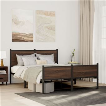 Estrutura cama sem colchão vidaXL | 150x200cm | metal carvalho castanho - 1