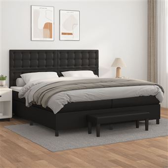 Cama com Molas e Colchão vidaXL | 200x200 cm | couro artificial preto - 1