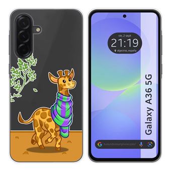 Capa TUMUNDOSMARTPHONE de Silicone Transparente para Samsung Galaxy A36 5G Desenhos de design de girafa - 1