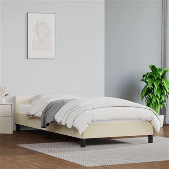 Estrutura de Cama com Cabeceira Sem Colchão vidaXL | 80x200 cm | creme - 1