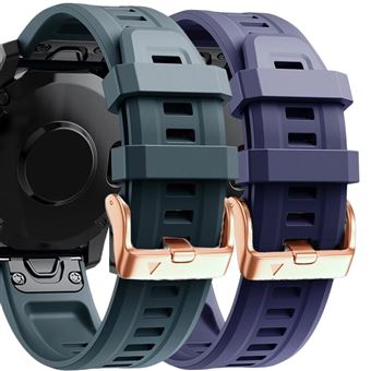 Pack 2 x Braceletes de Silicone com Fecho de Metal Antiimpacto para Garmin Instinct 2S - Azul Escuro e Roxo - 1